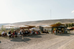 Tasting wine at The Storm Cellar